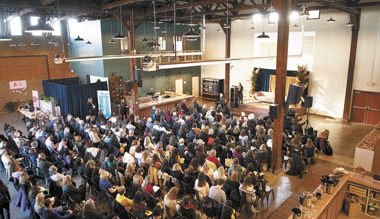 Assemblage attendees gather at Mac Market. ##Photo by Carolyn Wells-Kramer