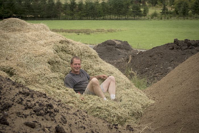 Beaux Frères co-owner and winemaker Mike Etzel takes a laid back attitude toward his Biodynamic compost pile. Photo by Andrea Johnson. Beaux Frères co-owner and winemaker Mike Etzel takes a laid back attitude toward his Biodynamic compost pile. Photo by Andrea Johnson.