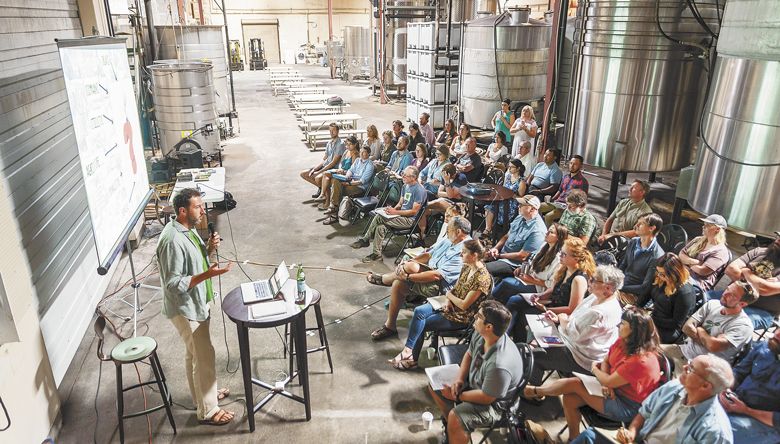 Zago leads a lecture on Biodynamic farming. ##Photo by Richard Duvall