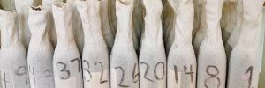 Cellar Selects wine submission samples, “bagged” in numbered socks, ready to be tasted blind. ## Photo by Michele Francisco