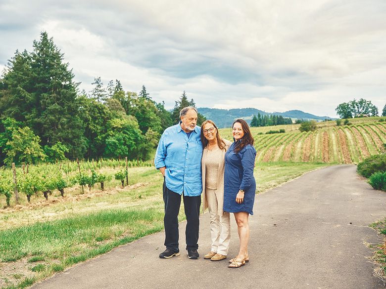 Doug Tunnell, Melissa Mills and Savannah Mills of Brick House Vineyards. Savannah serves as both winemaker at Brick House Vineyards as well as president of the Ribbon Ridge Winegrower&rsquo;s Association.  ## Photo provided by Brick House Vineyards