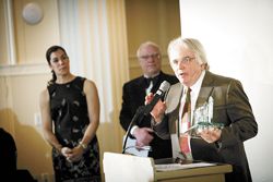 Harry Peterson-Nedry of Chehalem accepts the 2012 ORVI Award at this year’s Classic Wines Auction. Photo by John Valls