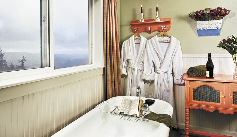 Terry cloth robes and a clawfoot tub entice guests at Chehalem Ridge B&B in Newberg. ##Photo courtesy of Chehalem Ridge B&B