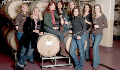 Canopy Wine Marketing Network: Sheila Nicholas, left, Andrea Johnson, Leah Jorgensen, Claudia Bowers, Dixie Huey, Carrie Higgins, Amy Hall and Cara Pepper Day.Photo by Andrea Johnson