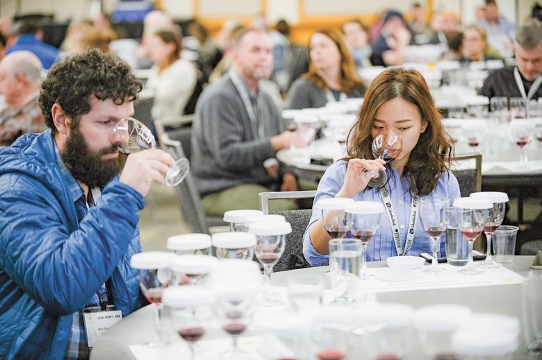 A 2020 enology education breakout seminar featured “Wholecluster fermentation: intent, execution, expression and analytics” included a tasting. ##Photo by Carolyn Wells-Kramer