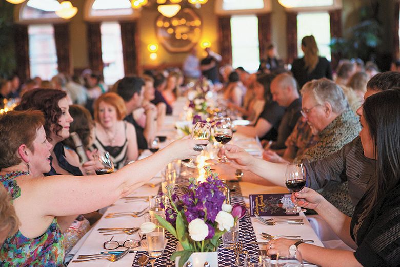 Syrah dinner guests enjoying a five-course meal with special wine pairings. ##Photo provided by McMenamins Syrah dinner guests enjoying a five-course meal with special wine pairings. ##Photo provided by McMenamins