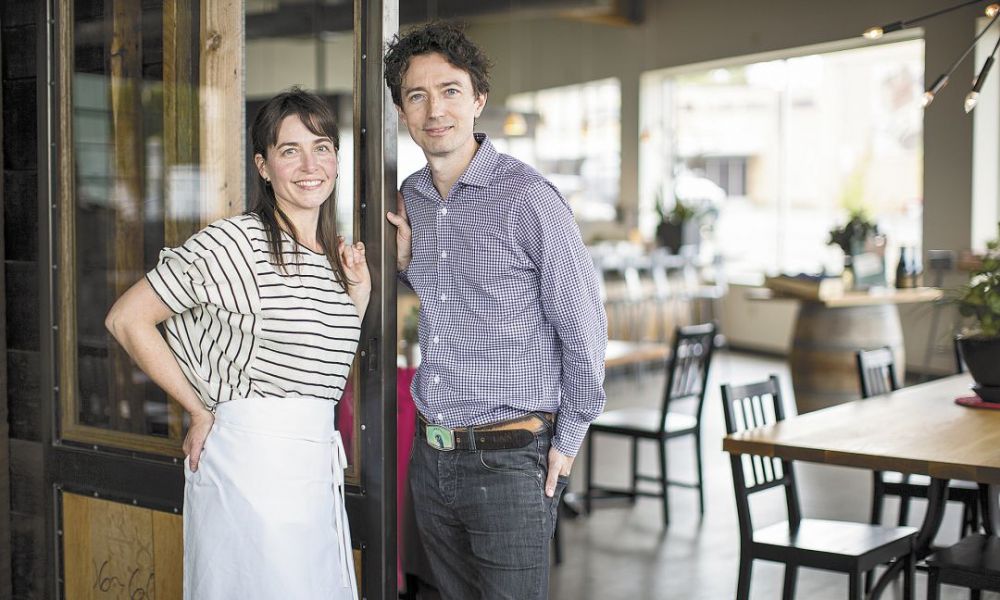 Sasha Davies and Michael Claypool of Cyril’s at Clay Pigeon Winery. ##Photo by Jared Seager