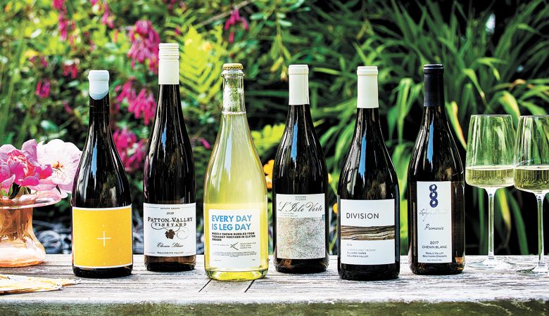 Bottles of Chenin Blanc range from still to sparkling and include producers such as (from left) Constant Crush, Patton Valley, Elkton Wine Co., Division Wine Co. and Ledger David Cellars. ##Photo by Kathryn Elsesser