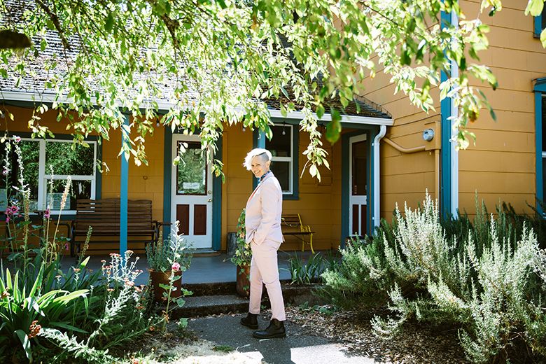 Winemaker Remy Drabkin standing on the porch of Remy Wines&rsquo; tasting room. ## Photo by Cheryl Juetten