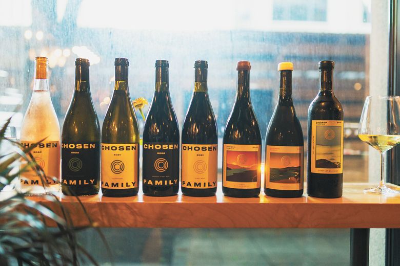 Lineup of Chosen Family Wines. ##Photo by Josh Chang