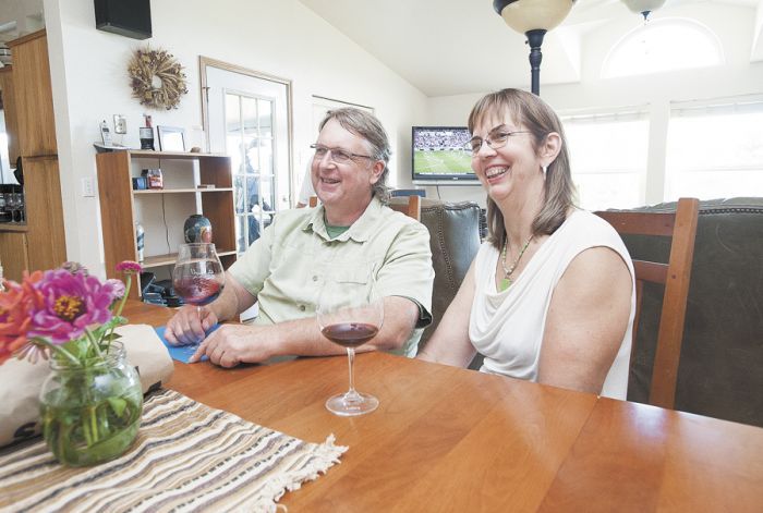 Kevin and Carla Chambers celebrate the sale of Resonance Vineyard to Louis Jadot at the property west of Carlton. Photo by Marcus Larson.