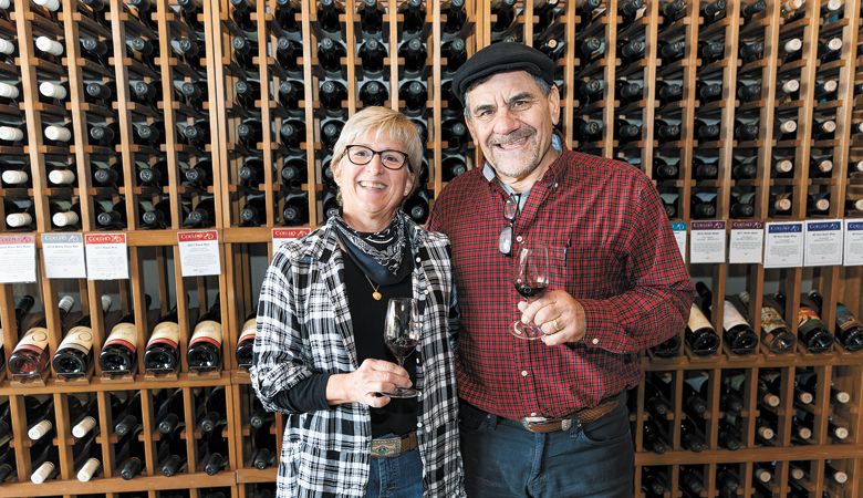 Dave and Deolinda Coelho inside their Amity tasting room. ##Photo by Marcus Larson