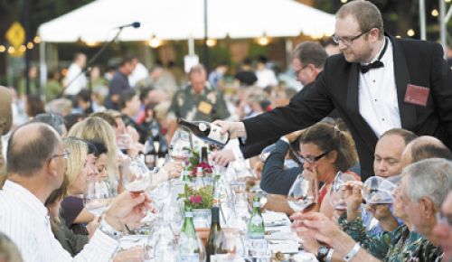 Todd Steele, of Metrovino
in Portland, serves The Eyrie Vineyards to IPNC
guests. Photo by Marcus Larson.