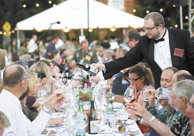 Todd Steele, of Metrovino
in Portland, serves The Eyrie Vineyards to IPNC
guests. Photo by Marcus Larson.