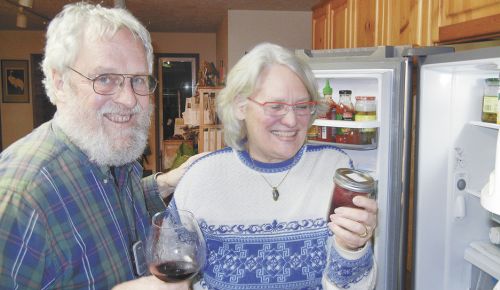 Myron Redford and partner Vikki Wetle host winemakers at their home in the Eola-Amity Hills for Monday night football and a tasting of older bottles from his wine cellar. ##Photo provided.