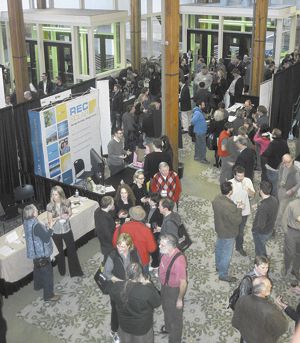 Wine industry members mingle at the 2011 Oregon Wine Symposium at the Eugene Hilton and Hult Center.