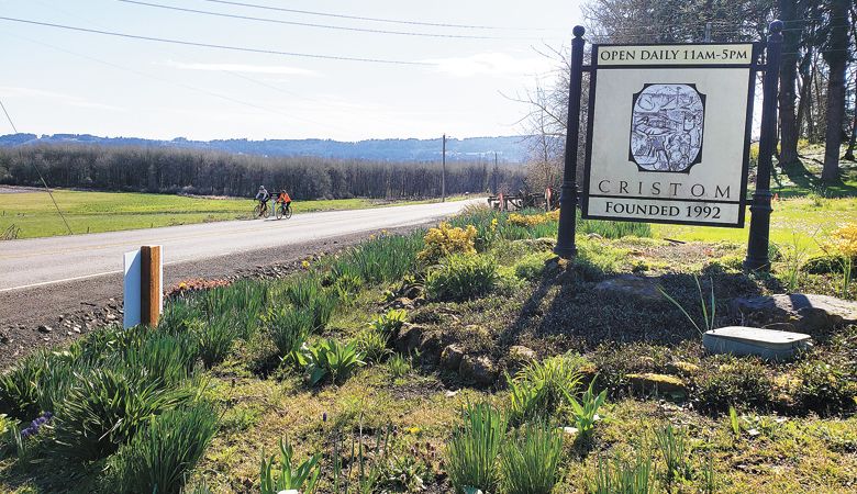 Spring Valley Road leads riders past Cristom and Witness Tree vineyards.##Photo by Dan Shryock