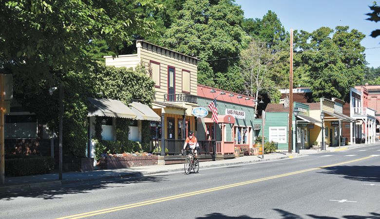 Downtown Jacksonville remains an excellent hub for bike rides in the Rogue Valley. ##Photo by Carla Shryock