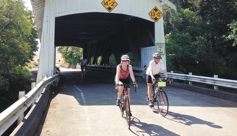 The Rochester Covered Bridge is a short detour on a ride to Oakland. ##Photo courtesy of Betty Tamm