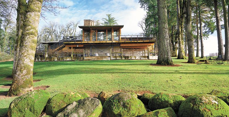 The Domaine de Broglie tasting room is nestled among towering Douglas firs in the Dundee Hills. ##Photo provided