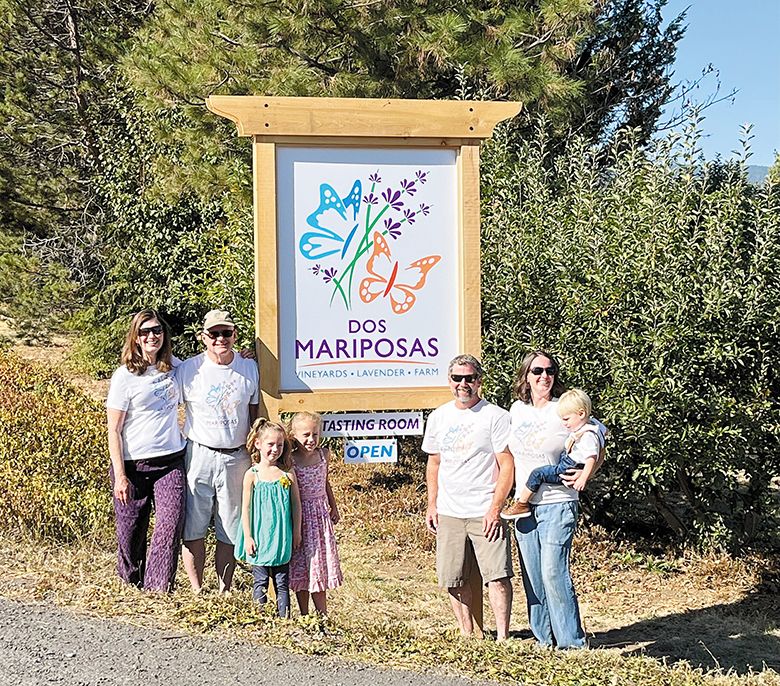 Judy and John Rennick with granddaughters Amelia and Adeline while their daughter Terri Rennick-Deering, holding son Finley, stands next to her husband Mark. ## Photo provided by Dos Mariposas Vineyards & Lavender Farm