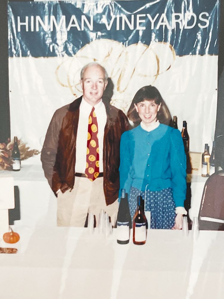 A young Doyle and Sue Ann pouring wine at an event. ## Photo provided by Hinman Vineyards