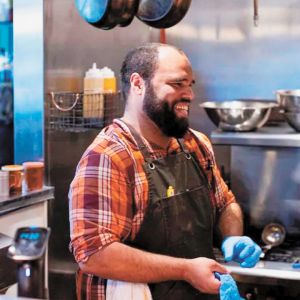 Chef Jonathan Jones working in the kitchen. ##Photo provided by Epilogue Kitchen