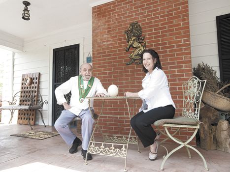 Owners Jacques and Liz Rolland relax on the patio of A’ Tuscan Estate in McMinnville. Photo by Marcus Larson