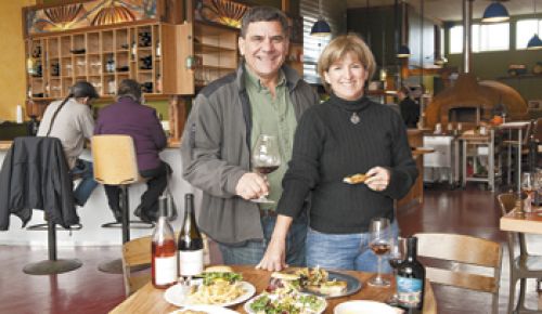Dave and Deolinda Coelho eat lunch at The Blue Goat, a new restaurant in Amity and a key example of how Amity is revitalizing. Photo by Andrea Johnson. Dave and Deolinda Coelho eat lunch at The Blue Goat, a new restaurant in Amity and a key example of how Amity is revitalizing. Photo by Andrea Johnson.