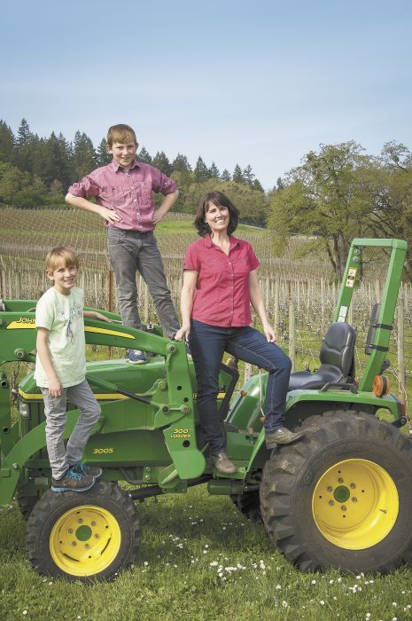 Dominio IV co-owner / winegrower Leigh Bartholomew and her sons, Finigan, 11, and Quincy, 9. Dominio IV co-owner / winegrower Leigh Bartholomew and her sons, Finigan, 11, and Quincy, 9.