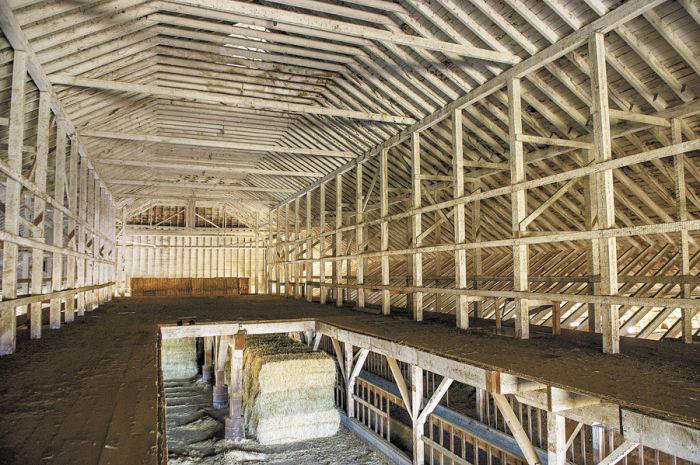 The Laughlin Dairy barn, before it was dismantled to be used in the construction of the tasting room, measured 22,000 square feet. The Laughlin Dairy barn, before it was dismantled to be used in the construction of the tasting room, measured 22,000 square feet.
