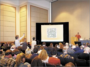 Rick Bakas of Bakas Media discusses smartphone apps and tools, like the QR code shown in the slideshow, and how they
can aid winery marketing and sales. Rick Bakas of Bakas Media discusses smartphone apps and tools, like the QR code shown in the slideshow, and how they
can aid winery marketing and sales.