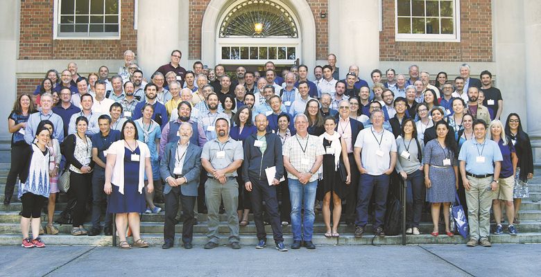 Members of the 11th annual International Terroir Congress gather on the campus of Linfield College in McMinnville. ##Photo by Maureen Battistella
