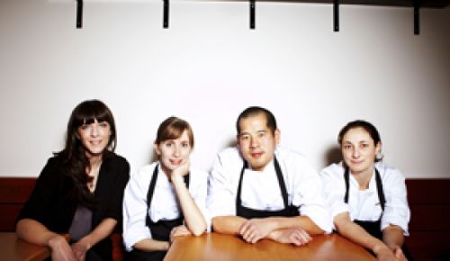 (From left) Leah Moorhead, Aviary‘s wine director/general manager, and chefs
Katherine Whitehead, Jasper Shen and
Sarah Pliner. Photo by Farhad J Parsa.