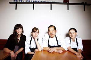(From left) Leah Moorhead, Aviary‘s wine director/general manager, and chefs
Katherine Whitehead, Jasper Shen and
Sarah Pliner. Photo by Farhad J Parsa.