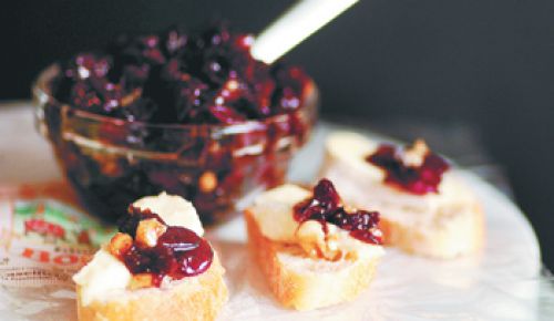 Spiced cherry chutney served with Robiola Tre Latte on baguette. Photo provided.