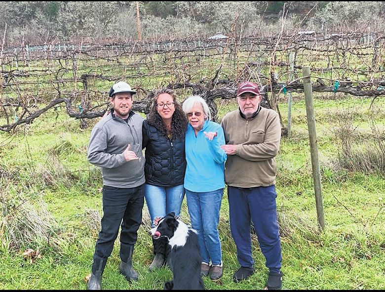 Freed family, from left to right: son Bryan, his wife Crissy Lindsey-Freed, mother Pam and father Mike, taken in 2022. ##Photo courtesy of Freed Estate Vineyards Freed family, from left to right: son Bryan, his wife Crissy Lindsey-Freed, mother Pam and father Mike, taken in 2022. ##Photo courtesy of Freed Estate Vineyards