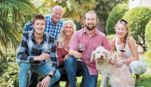 The Fullerton family, including dog Phoebe.##Photo by Josh Chang