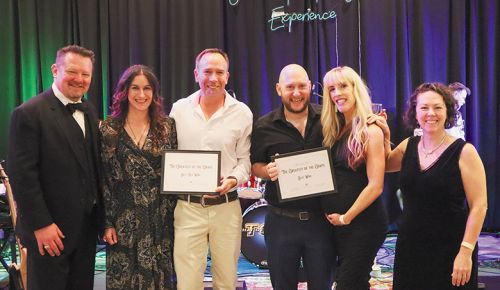 ABOVE: From left to right: 2024 Greatest of the Grape event MC Jay Couron, Girardet Vineyards & Winery s Kristie McPherson and Marc Girardet, JosephJane Winery s Leon and Kayla Glaser, Umpqua Valley Winegrowers Association s Ali Rodgers. ##Photo provided