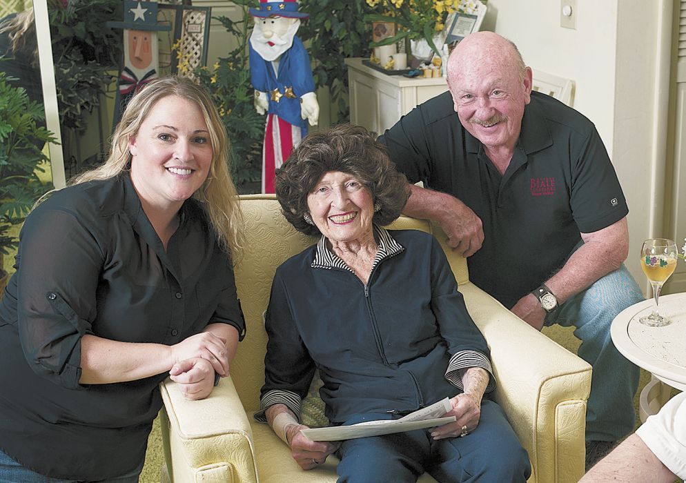 Lesley Gallick, Mary Reinke and Jim “Doc” Wilson. ##Photo by Del Monroe