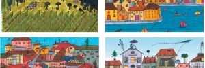 A collection of Human Cellars’ label art drawn by co-founder Emily Berenguer. ## Images provided by Human Cellars