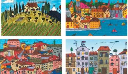 A collection of Human Cellars’ label art drawn by co-founder Emily Berenguer. ## Images provided by Human Cellars