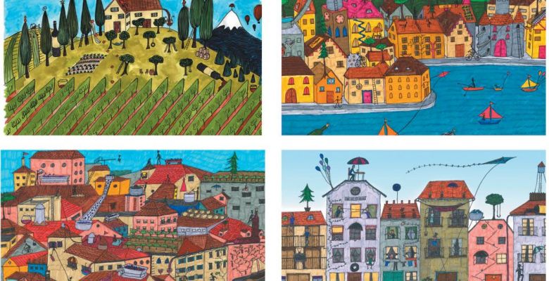 A collection of Human Cellars’ label art drawn by co-founder Emily Berenguer. ## Images provided by Human Cellars