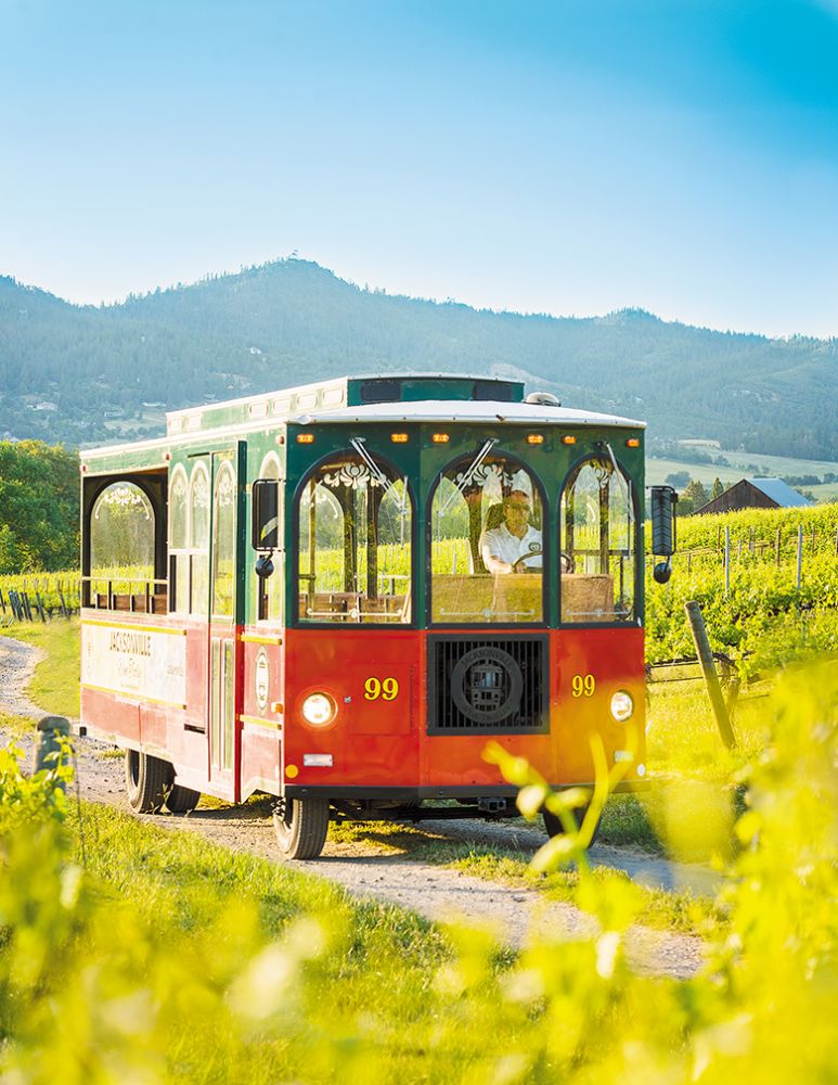 The Jacksonville Wine Trolley safely shuttles winery guests around the town and to nearby vineyards. ## Photo by Martina Patella The Jacksonville Wine Trolley safely shuttles winery guests around the town and to nearby vineyards. ## Photo by Martina Patella