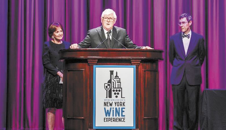 Ken and Grace Evenstad accept the 2018 Wine Spectator Distinguished Service Award. ##Photo courtesy of Domaine Serene