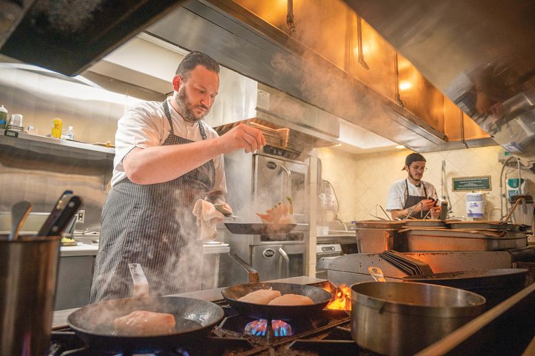 Executive Chef Matt Hobbs at work in the King Estate kitchen.##Photo by Andy Nelson