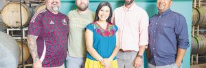 Latino makers, from left: Ricardo Antunez, chef and cofounder of Latino Makers Food & Wine; Dustin Joseph, Biscuit & Pickles Catering; Elena Rodriguez, Alumbra Cellars and cofounder of Latino Makers Food & Wine; Gabriel Jagle, Scenic Valley Farms; Adrian Cornejo, Nueva Aventura. ## Photo by Molly Bailey