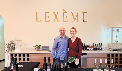 Lex&egrave;me Wines owners Christopher Hudson and Monja Hudson-Desmeules in their new tasting room. ## Photo provided by Lex&egrave;me Wines