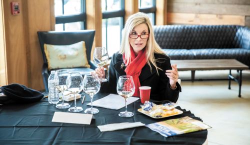 Wine judge Dr. Liz Thach at the 2022 McMinnville Wine & Food Classic Wine Competition. ##PHOTO BY JASON KAPLAN