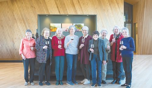 The grand dames of Oregon wine. The women pioneers of Oregon s wine industry. From left: Marilyn Webb, Bethel Heights Vineyard; Marj Vuylsteke, Oak Knoll Winery; Pat Campbell, Elk Cove Vineyards; Julia Wayne, Abbey Ridge Vineyard and Cameron Winery; Susan Sokol Blosser, Sokol Blosser Winery; Penny Durant, Durant Vineyards and Red Ridge Farms; CJ David-Erath, Siskiyou Vineyards; Diana Lett, The Eyrie Vineyards; and Nancy Ponzi, Ponzi Vineyards. ## Photo by Lester Tsai